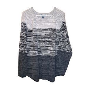 Karen Scott Women 100% Cotton Knit Sweater Colorblock Size XL Long Sleeve